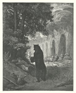 De fabels van La Fontaine: De beer en de amateur tuinier (gravure)