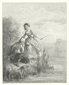 De Fabels van La Fontaine: De Vis en de Herder die op de Klarinet Speelde door Gustave Dore