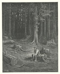 De Fabels van La Fontaine: Het Bos en de Houthakker door Gustave Dore