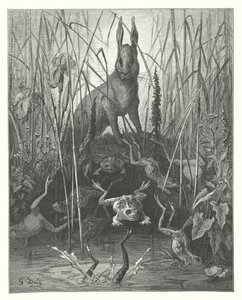 De Fabels van La Fontaine: De Haas en de Kikkers door Gustave Dore