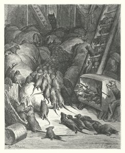De Fabels van La Fontaine: De Liga van de Ratten door Gustave Dore