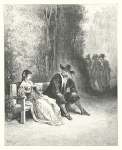 De fabels van La Fontaine: De Maagd (gravure) door Gustave Dore