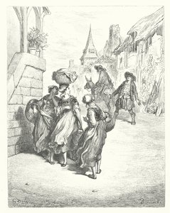 De Fabels van La Fontaine: De Molenaar, zijn Zoon en de Ezel door Gustave Dore