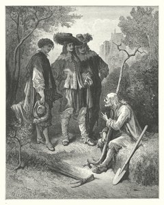 De Fabels van La Fontaine: De Oude Man en de Drie Jonge Mannen door Gustave Dore