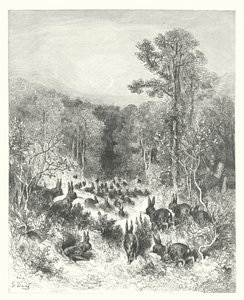 De Fabels van La Fontaine: De Konijnen door Gustave Dore
