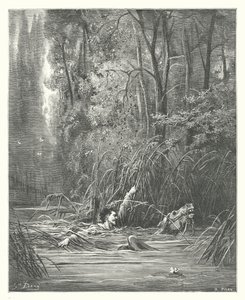 De Fabels van La Fontaine: De Stroom en de Rivier door Gustave Dore