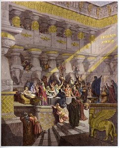 Het feest van Balthazar - Het feest van Belshazzar - gravure in 