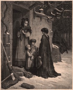 De sprinkhaan en de mier, illustratie uit de fabel van Jean de la Fontaine door Gustave Dore