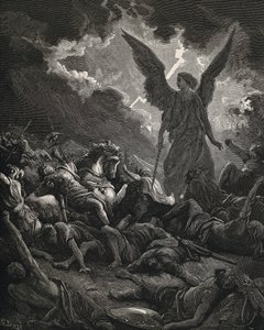 De Heilige Bijbel. 1866. SENNACHERIB (705-681 v.Chr.). Koning van Assyrië (705-681 v.Chr.). Engel van Yahweh van het leger van Sennacherib. Gravure