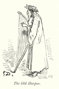 De oude Harper (gravure) door Gustave Dore