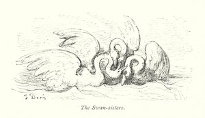 De gezusters Zwaan (gravure) door Gustave Dore