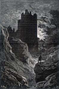 Het kasteel van angst - illustratie van angst door Gustave Doré, gravure