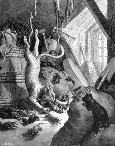 De kat en de oude rat - in "Fabels" door La Fontaine, ill. door Gustave Doré door Gustave Dore