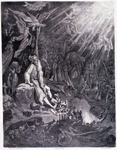 Het laatste oordeel zal je kwelling beëindigen... Plaat XII - Illustratie door Gustave Doré (1832-1883), voor La légende du juif errant door Pierre Dupont, editie Librairie du magasin pittoresque, Parijs 1862 door Gustave Dore