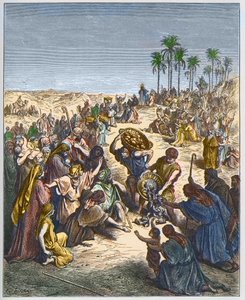 De vermenigvuldiging van brood - Christus voedt de menigte - gravure in 