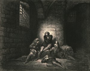 Toen, om hen niet verdrietiger te maken, hield ik mijn geest in stilte, ca. 1890 door Gustave Dore