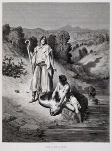Tobias en de engel, Illustratie uit de Dore Bijbel door Gustave Dore
