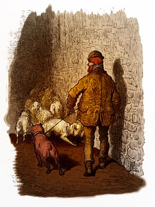 Victoriaanse Londense dokken, gravure door Gustave Doré