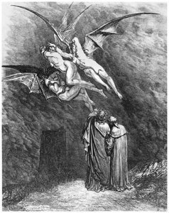 Virgil, Dante en de Erinyes, illustratie uit 