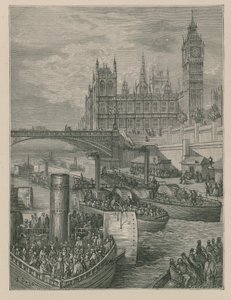 Westminster Trappen - Stoomschepen Vertrekken door Gustave Dore
