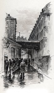 Uitzicht op een nachtasiel in de rue de la Bucherie in de wijk Maubert, Parijs Tekening door Gustave Fraipont (1849-1923) uit Saint-Juirs door Gustave Fraipont