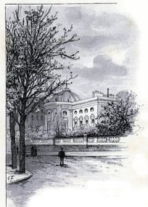 Uitzicht op het Paleis van het Legioen van Eer (Hotel de Salm) in Parijs Tekening door Gustave Fraipont (1849-1923) uit Saint-Juirs door Gustave Fraipont