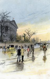 Uitzicht op het Palais Bourbon, zetel van de Franse Nationale Vergadering, Parijs Tekening door Gustave Fraipont (1849-1923) uit Saint-Juirs