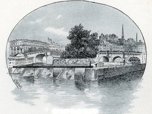 Uitzicht op de sluis van de Monnaie, voor het Hôtel des Monnaies in Parijs door Gustave Fraipont