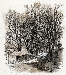 Uitzicht op het nieuwe magazijn van rue Leopold, Bercy, Parijs. Tekening door Gustave Fraipont (1849-1923) uit 