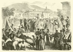 Jaarlijkse kermis van de stad Alcalá, Spanje door Gustave Janet