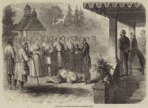 Ceremonie van de emancipatie van een Russische lijfeigene door Gustave Janet