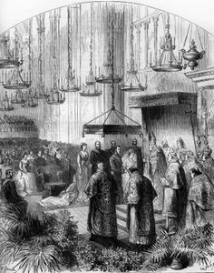 Huwelijk van Prinses Stephanie van België (1864-1945) en Aartshertog Rodolphe van Oostenrijk (1858-1889) in de Basiliek van de Augustijnen in Wenen
