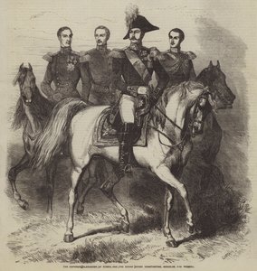 De keizer Alexander van Rusland, en de groothertogen Constantijn, Nicolaas en Michael door Gustave Janet