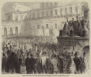 Victor Emmanuel begroet de Florentijnen vanaf de Galerij van het Pitti Paleis door Gustave Janet