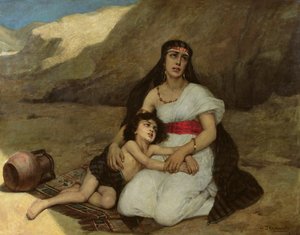 Arabische vrouw en haar kind door Gustave Krabansky