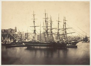 Schepen in de haven van Sète door Gustave Le Gray