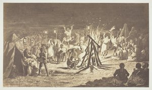 Zonder titel [Schilderij van De Kampvuren bij Camp de Chalons door Bénédict Masson], 1857