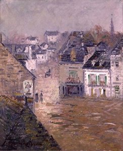Fijne regen, Pont Aven, c.1922 door Gustave Loiseau