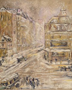 Rue de Clignancourt onder sneeuw, 1924