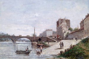 De Seine en de haven van Courbevoie door Gustave Mascart