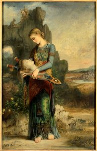 Orpheus Een Thracisch meisje draagt het hoofd van Orpheus