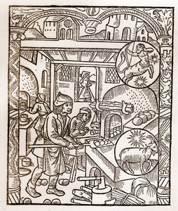 Herderkalender - De Arbeid van de Maanden - November - Houtsnede uit het boek van 1496 gedrukt door Guy Marchant (Guido Mercator) in Troyes - Houtsnede in 