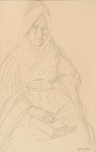 Studie voor Mere Poussepin zittend aan een tafel, c.1915