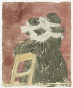 Twee meisjes staand in de kerk door Gwen John