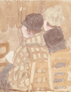 Twee vrouwen zittend in de kerk door Gwen John