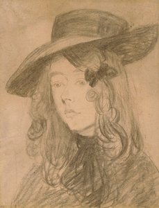 Winifred John met een grote hoed door Gwen John