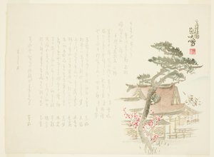 Uitzicht op de Takatsu Shrine door Gyodai