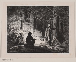 Illustratie voor "Een Zomernacht in Krogskoven" door H.P. Hansen