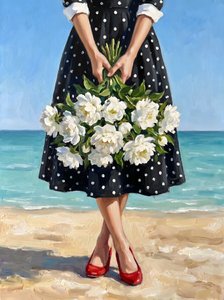 Een vrouw op het strand