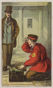 Schoenpoetser (kleur litho) door H.W. (after) Petherick